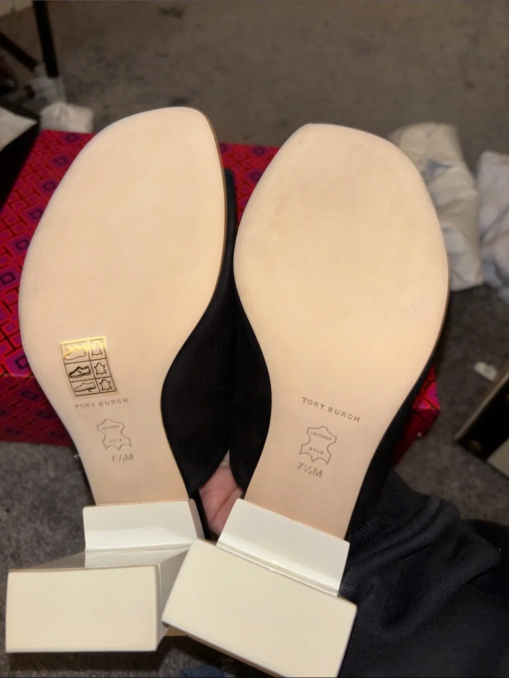 Tory Burch Black Suede Open-Toe Mule Slides